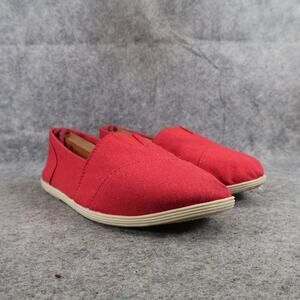 Soda Shoes Womens 6 Flats Casual Slip On Canvas Red Comfort Lifestyle Loafers